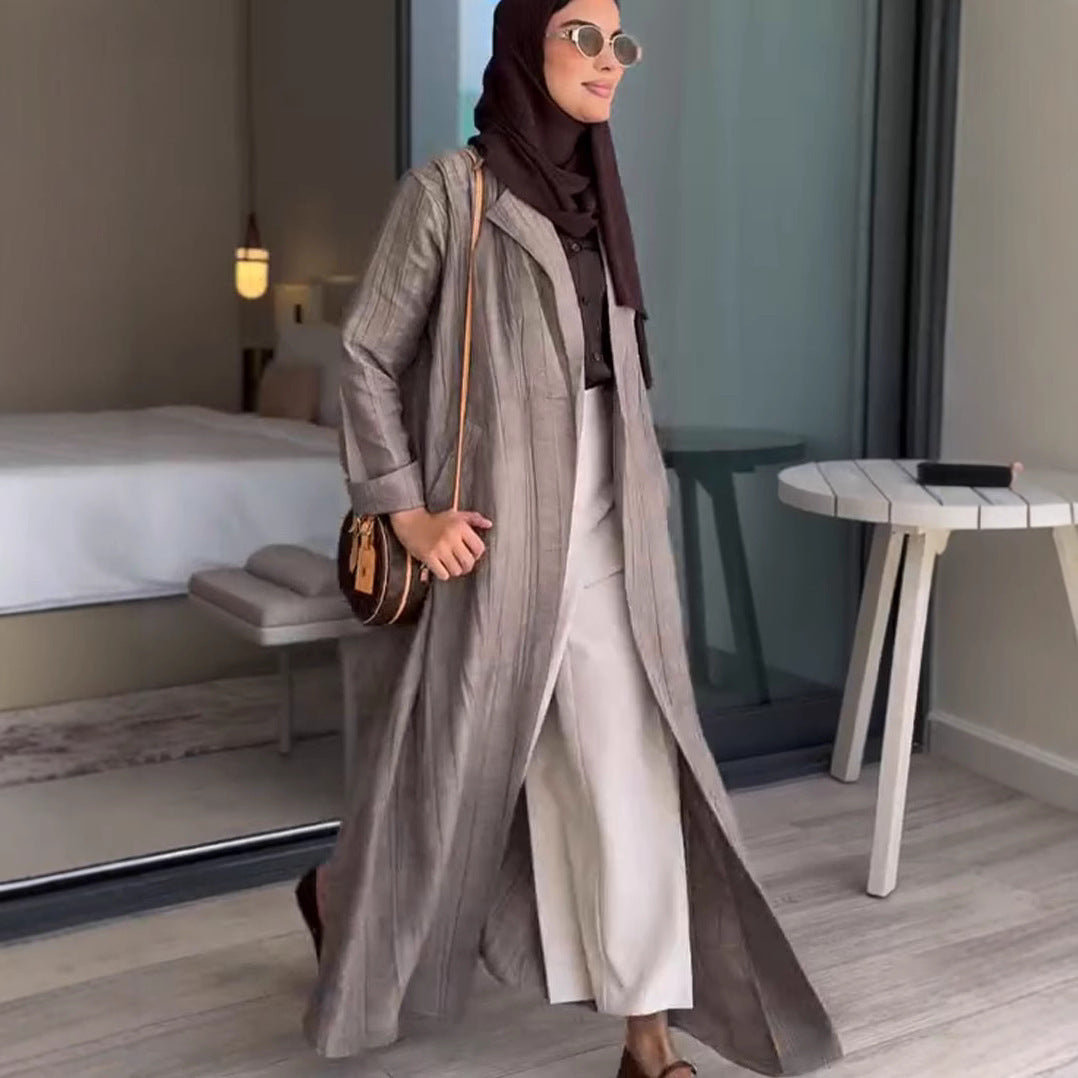 Simple Graceful Mid-length Cardigan Trench Coat