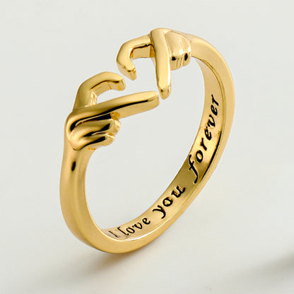 Premium 18K Gold Plated Heart Ring - Adjustable Promise Ring for Women & Teen Girls