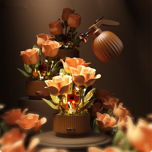 Preserved Flower Building Blocks Motion Flowers Model Birthday Valentine's Day Gift