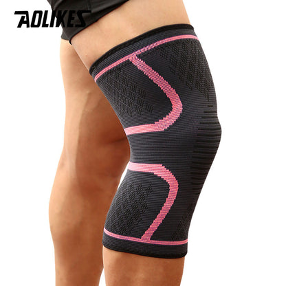 1pc AOLIKES Compression Knee Pad Sleeve - Breathable, Non-Slip, Durable Polyamide & Nylon, Ideal for Running, Volleyball, Basketball, Yoga, Tennis, Football