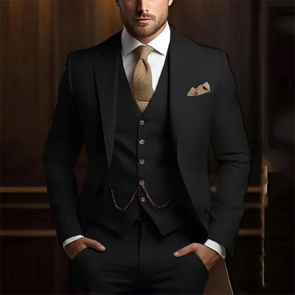 Men's Slim Fit Three-Piece Suit - Jacket, Vest & Trousers Set