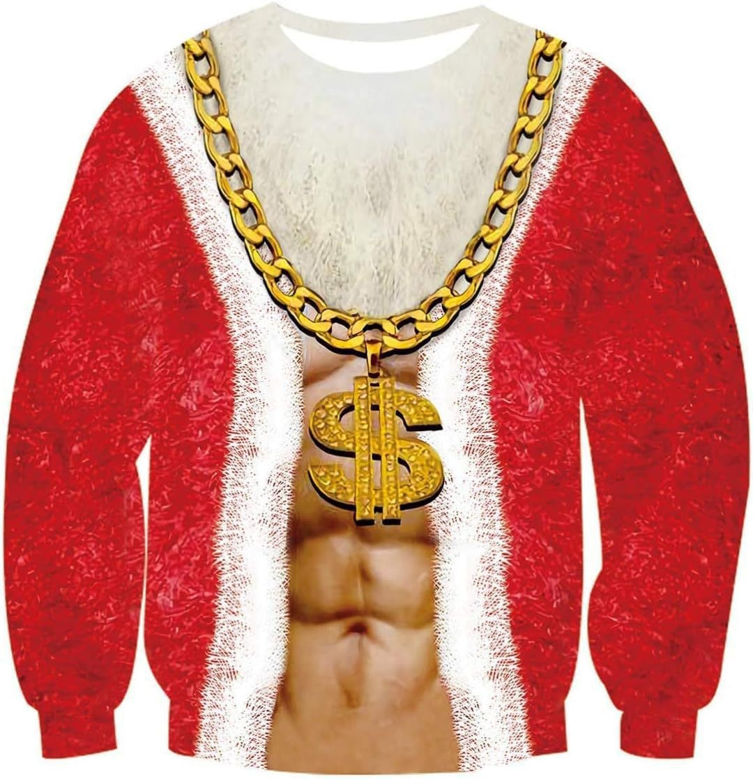 Crewneck Hoodie Sweatshirt With 3D Printed Graphic And Long Sleeves