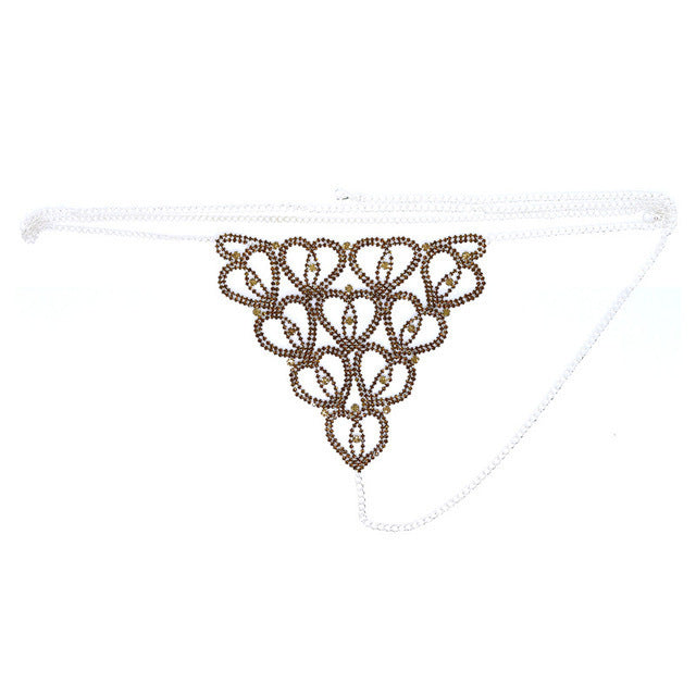 Accessories Rhinestone Claw Chain Body Chain Heart Shaped Sexy Bikini Panties