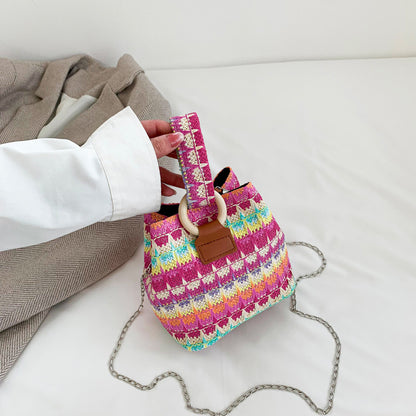 Spring Shoulder Fashion Simple Chain Bucket Bag