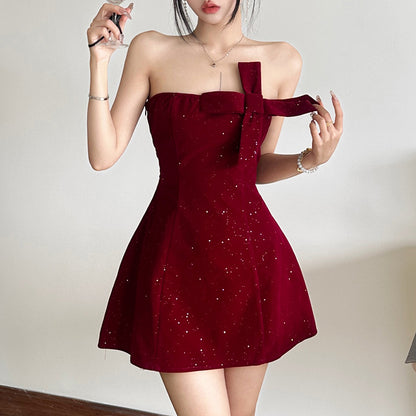 Elegant Solid-color Strapless Dress