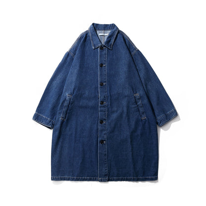Denim Trench Coat Korean Style Wear Temperament Mid-length