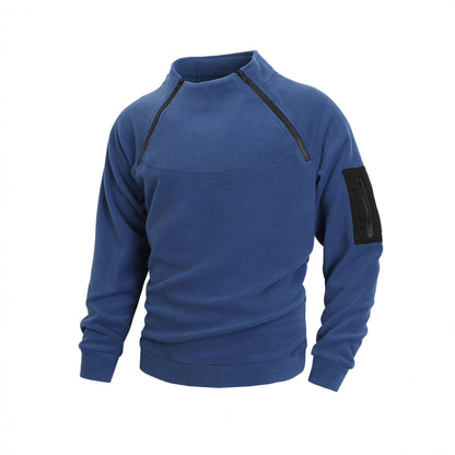 Men's Premium Coral Fleece Pullover Coat - Stand Collar Long Sleeve Winter Jacket