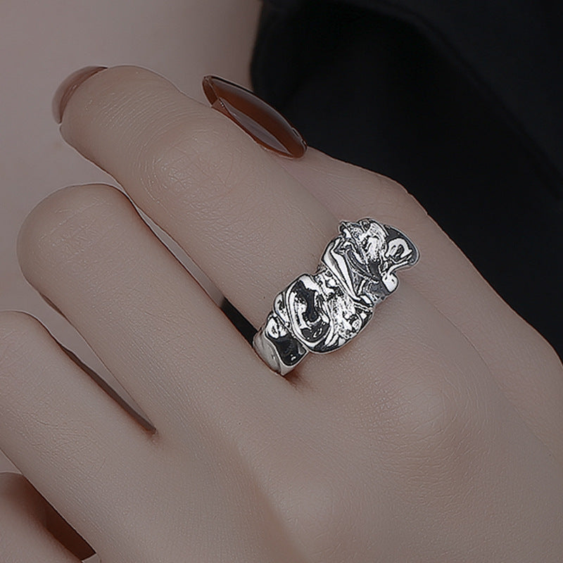 Metal Wind Exaggerated Folds  Ring Women's Fashion Irregular