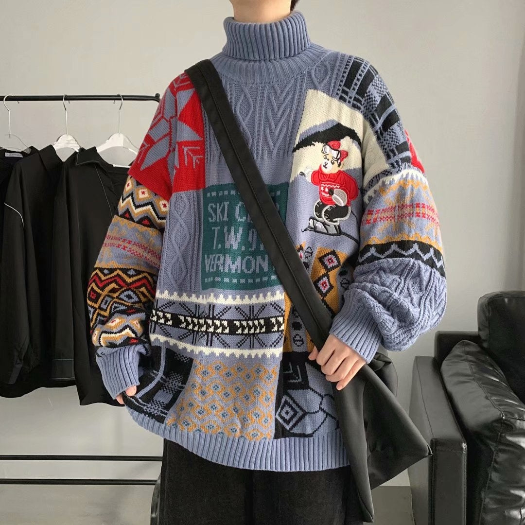 Christmas Sweater Men's And Women's Autumn And Winter High Collar