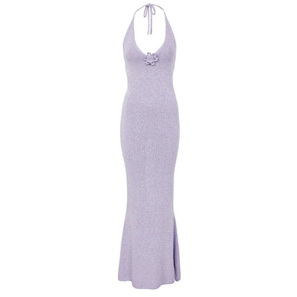 Sexy Slim-fit Strap Dress Backless Tight-fit Beautiful-back Knit Dress