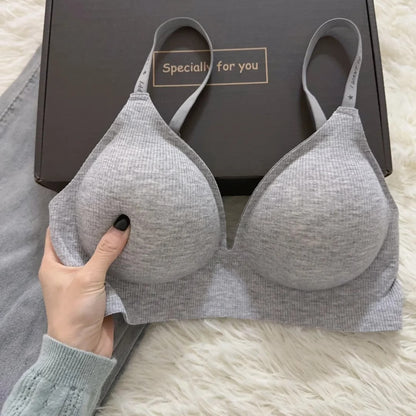 Womens Laid-Back Style Wireless Bra, Push-Up And Comfortable