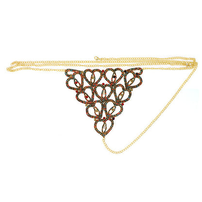 Accessories Rhinestone Claw Chain Body Chain Heart Shaped Sexy Bikini Panties