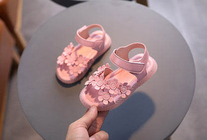 Adorable Girls Flower Sandals - Cute & Comfortable with Non-slip Soft Sole - Secure Slip-on Hook & Loop Fastener - Perfect for Playful Summer Days