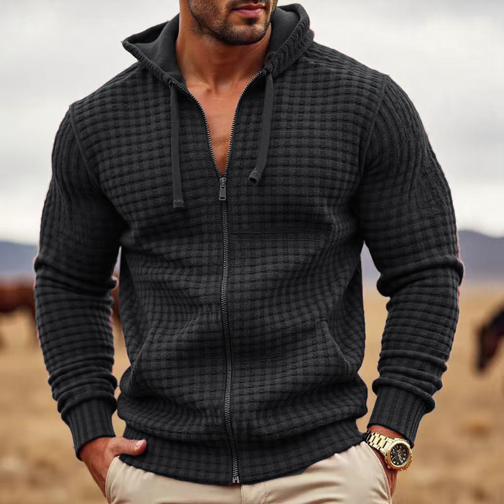 Premium Men's Contrast Zipper Sweatshirt - Casual Fleece Jacket