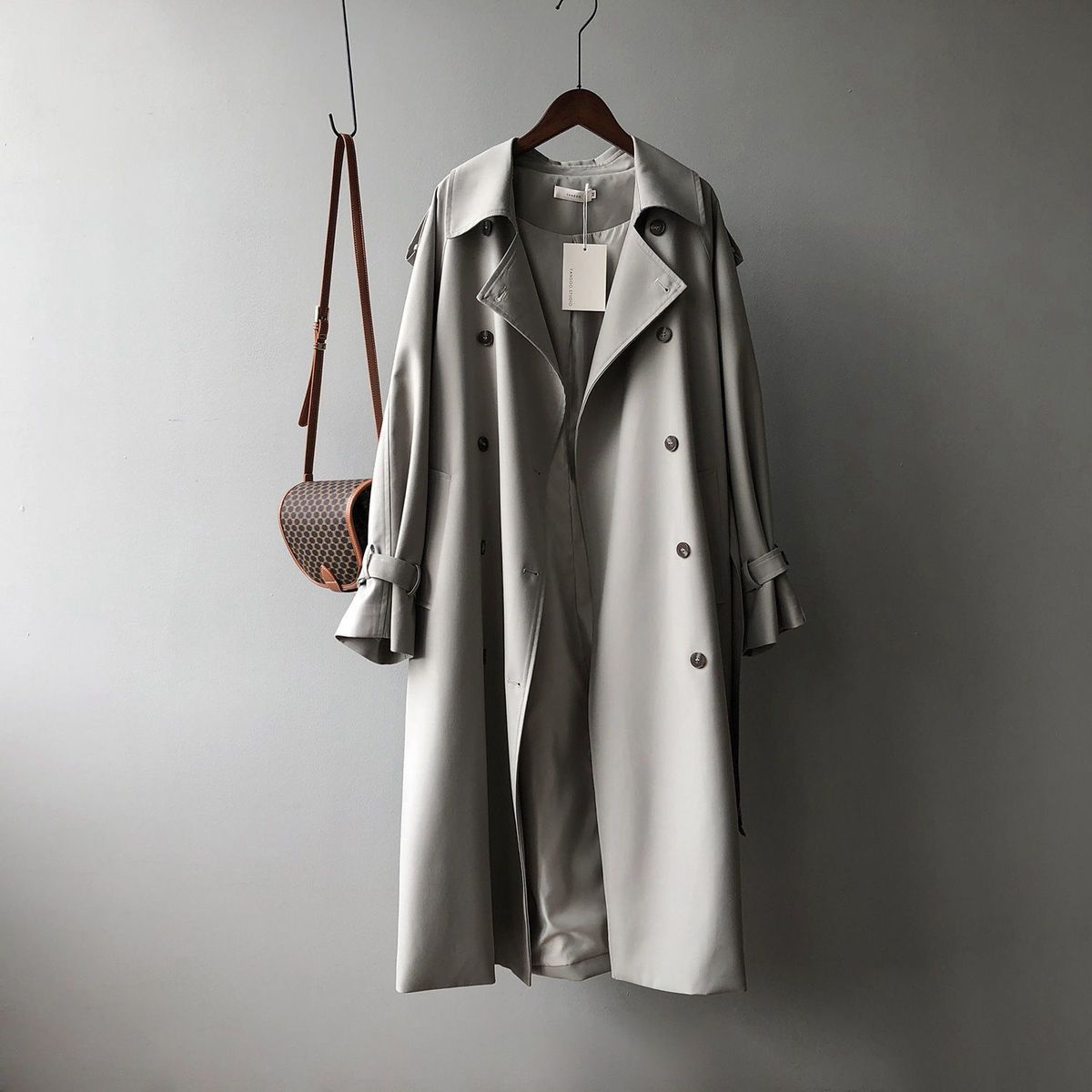 British Style All-match Draping Tight Waist Small Casual Women's Trench Coat