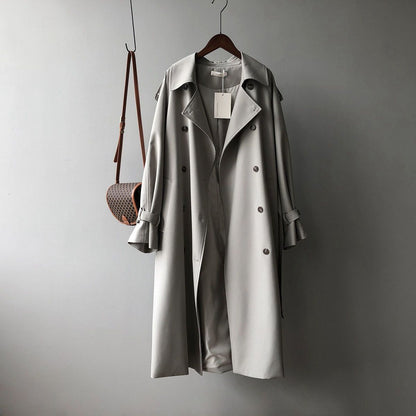 British Style All-match Draping Tight Waist Small Casual Women's Trench Coat