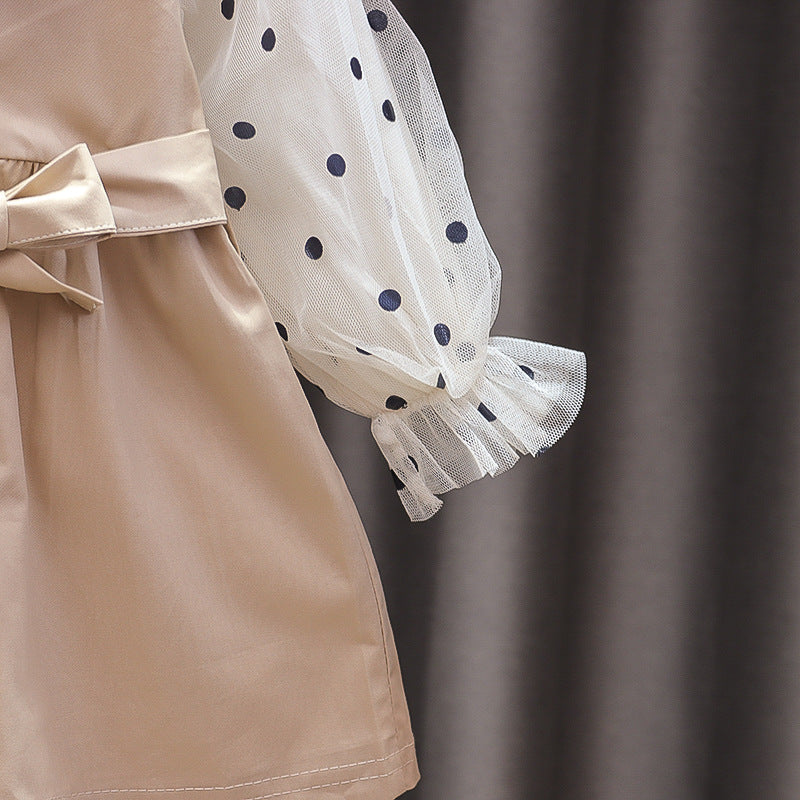 Girls' Mid-length Thin Outerwear Trench Coat