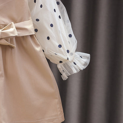 Girls' Mid-length Thin Outerwear Trench Coat