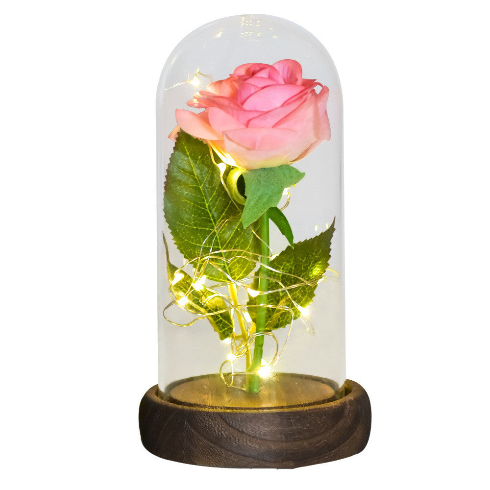 520 Valentine's Day Gift Eternal Life Emulational Rose Flower Glass Cover DIY