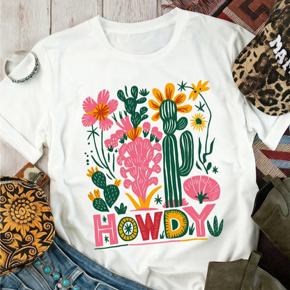 Women's Casual Round Neck Versatile Embroidered Short Sleeve