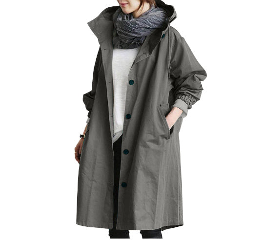 Korean Loose Solid Color British Trench Coat