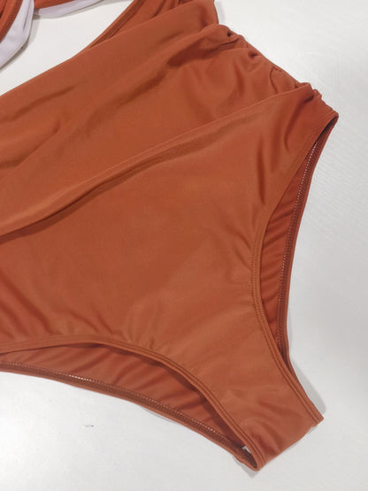 V Neck Ruched One Piece Swimsuit with Flattering Ruffle Accent - Stylish Cut Out Back Buckle Detail & High Cut Leg - Premium Womens Swimwear Bathing Suit