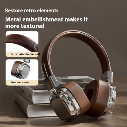 Premium Retro Wireless Bluetooth 5.3 Headphones - Over-Ear Bass Boost Headset with 200H Battery