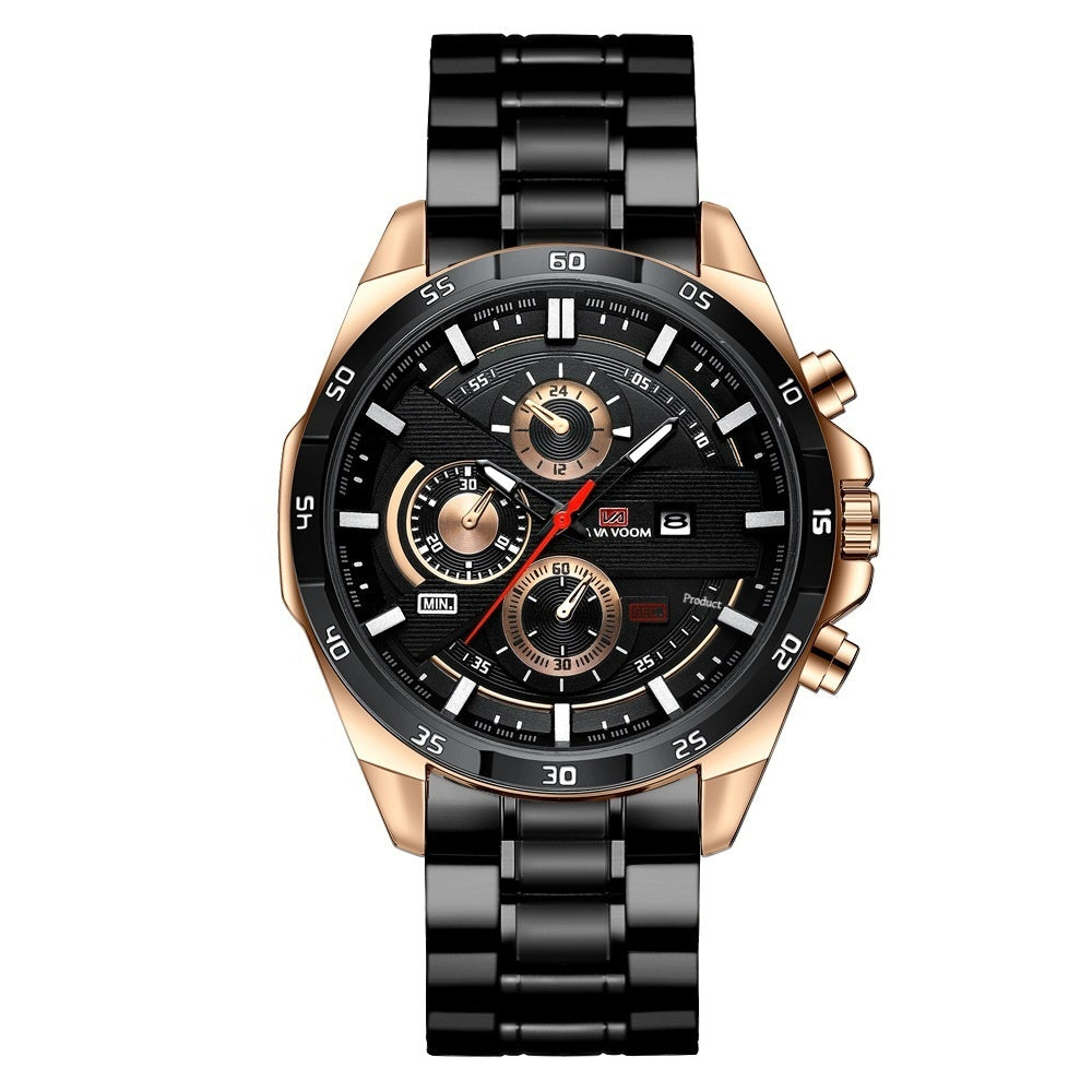 Men's Business Calendar Waterproof Quartz Watch - Multifunctional Casual Timepiece
