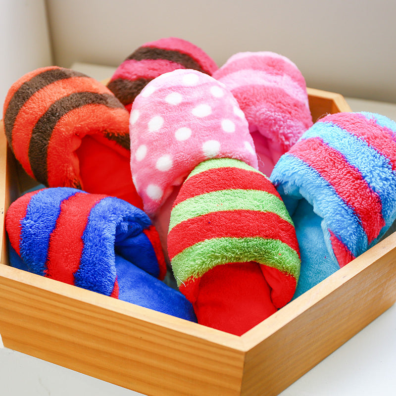 Stripes Plush Christmas Dog Toy, Happy Teddy Bear, for Small Dog, Teddy Bear, Pomeranian, All Breed Sizes, Without Battery