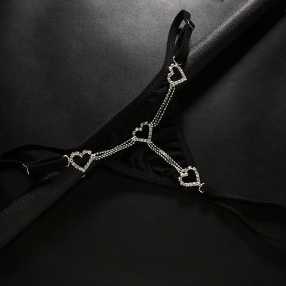 Herzförmige Unterwäsche, europäische und amerikanische Strass-Körperketten-Accessoires