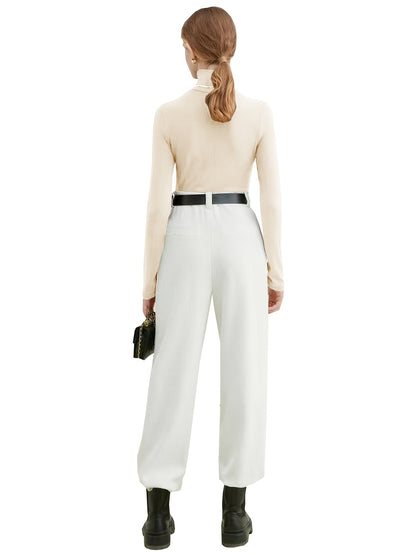 Women's Basic Solid Stretchy Long Sleeve Turtle Neck T-Shirt - Casual Everyday Top for Comfort and Style