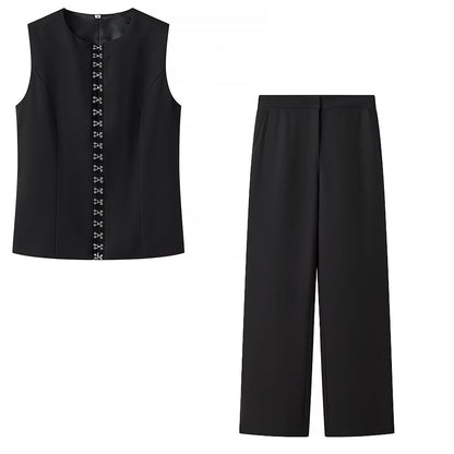 Round Neck Sleeveless Vest Fashion Casual Pants Suit