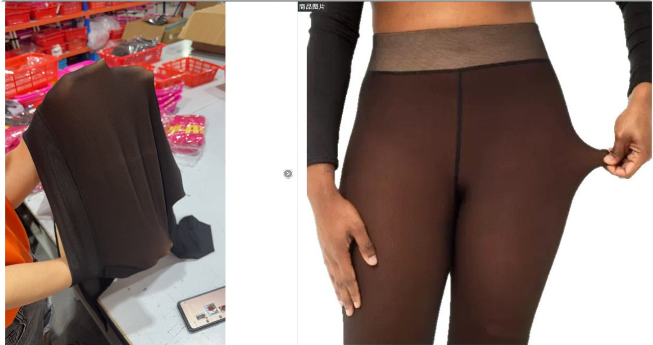One-line True See-through Leggings Fleece-lined Warm Women's Outer Wear Pantyhose