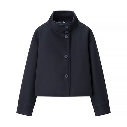 Commuter's All-matching Stand Collar Breasted Woolen Coat