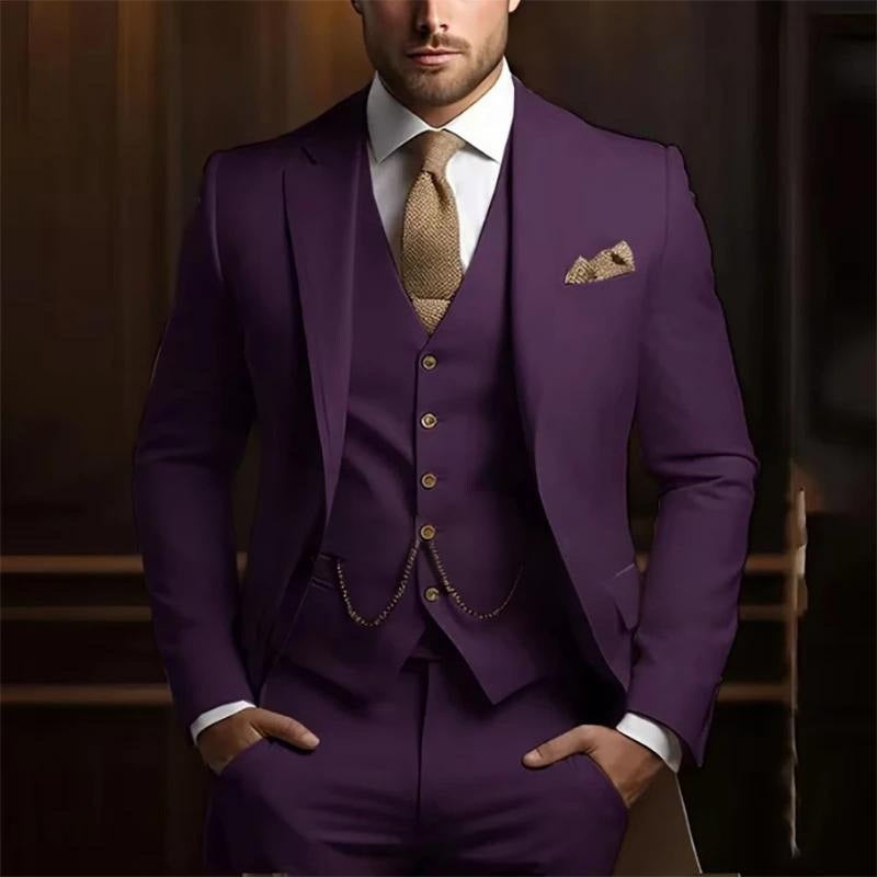 Men's Slim Fit Three-Piece Suit - Jacket, Vest & Trousers Set
