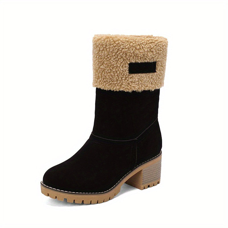 Women's Winter Snow Boots - Waterproof Fleece-Lined Anti-Slip Boots with Plush Collar