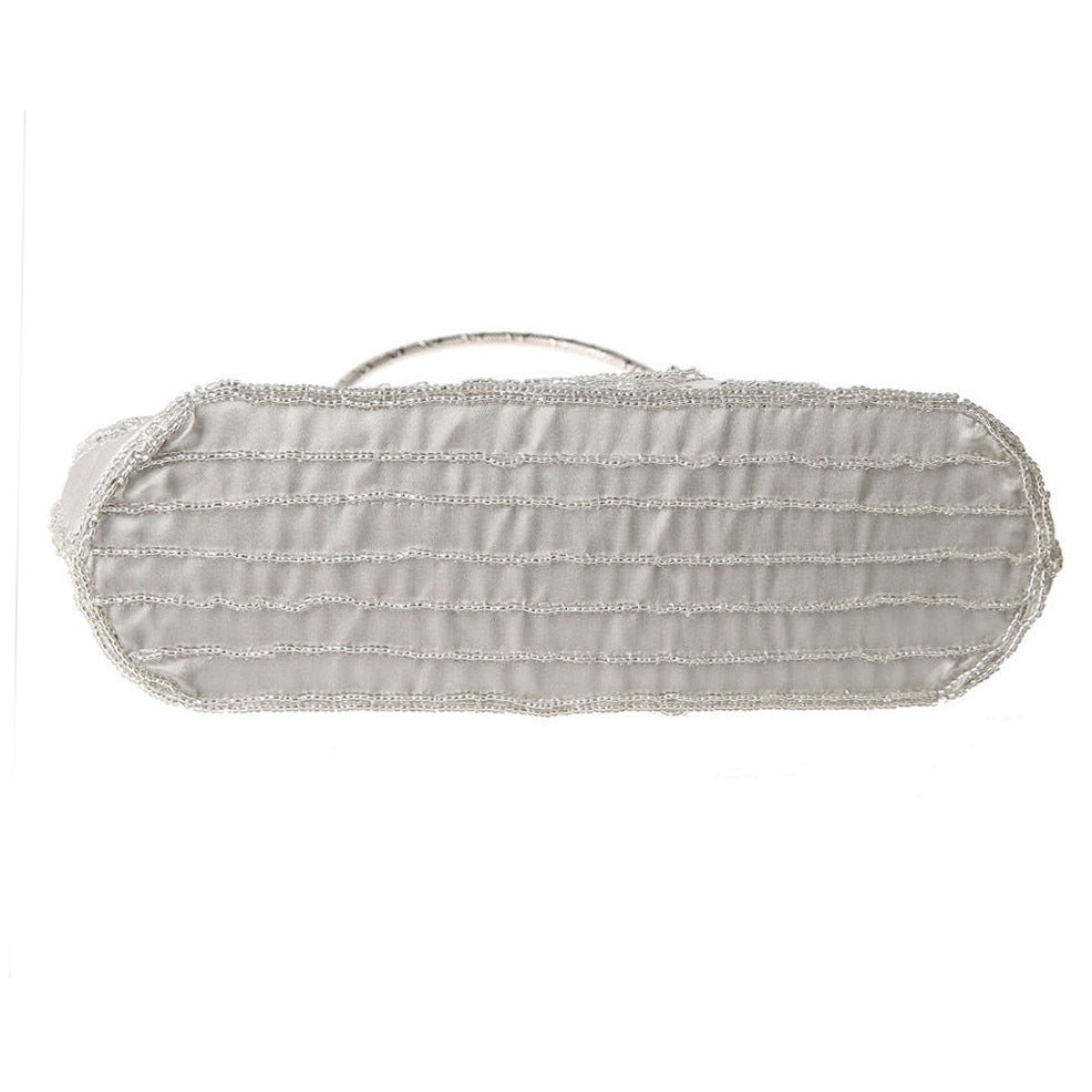 Handmade Beaded Clutch Bag - Elegant Embroidered Rose Silk Evening Purse with Removable Strap