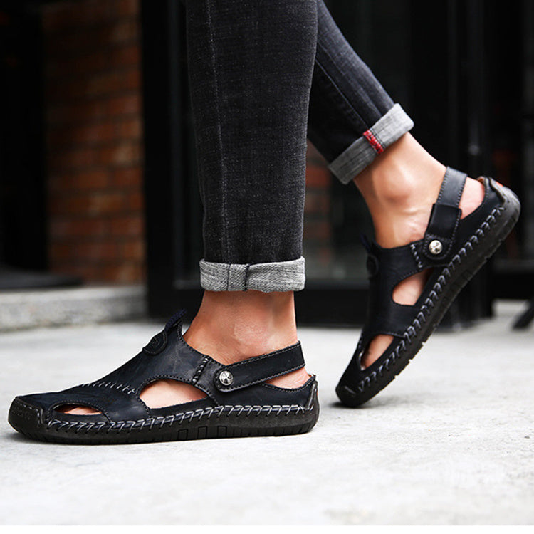 Herren-Sandalen mit geschlossener Zehenpartie, verstellbare Sommer-Pantoletten, modische Strandschuhe