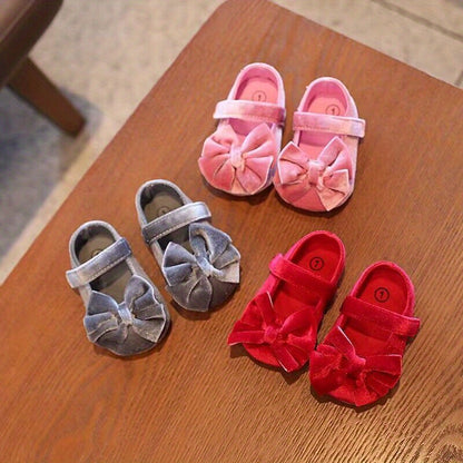Baby Girls Mary Jane Flats - Bowknot First Walker Shoes for Princess Occasions