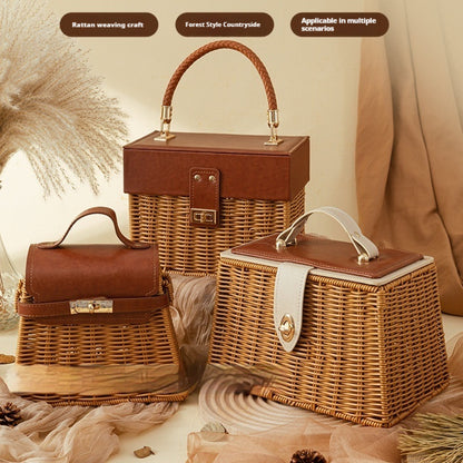 Hand-woven Rattan And Bamboo Gift Boxes, Wedding Bridesmaid Favor Boxes, Valentine's Day Gift Boxes