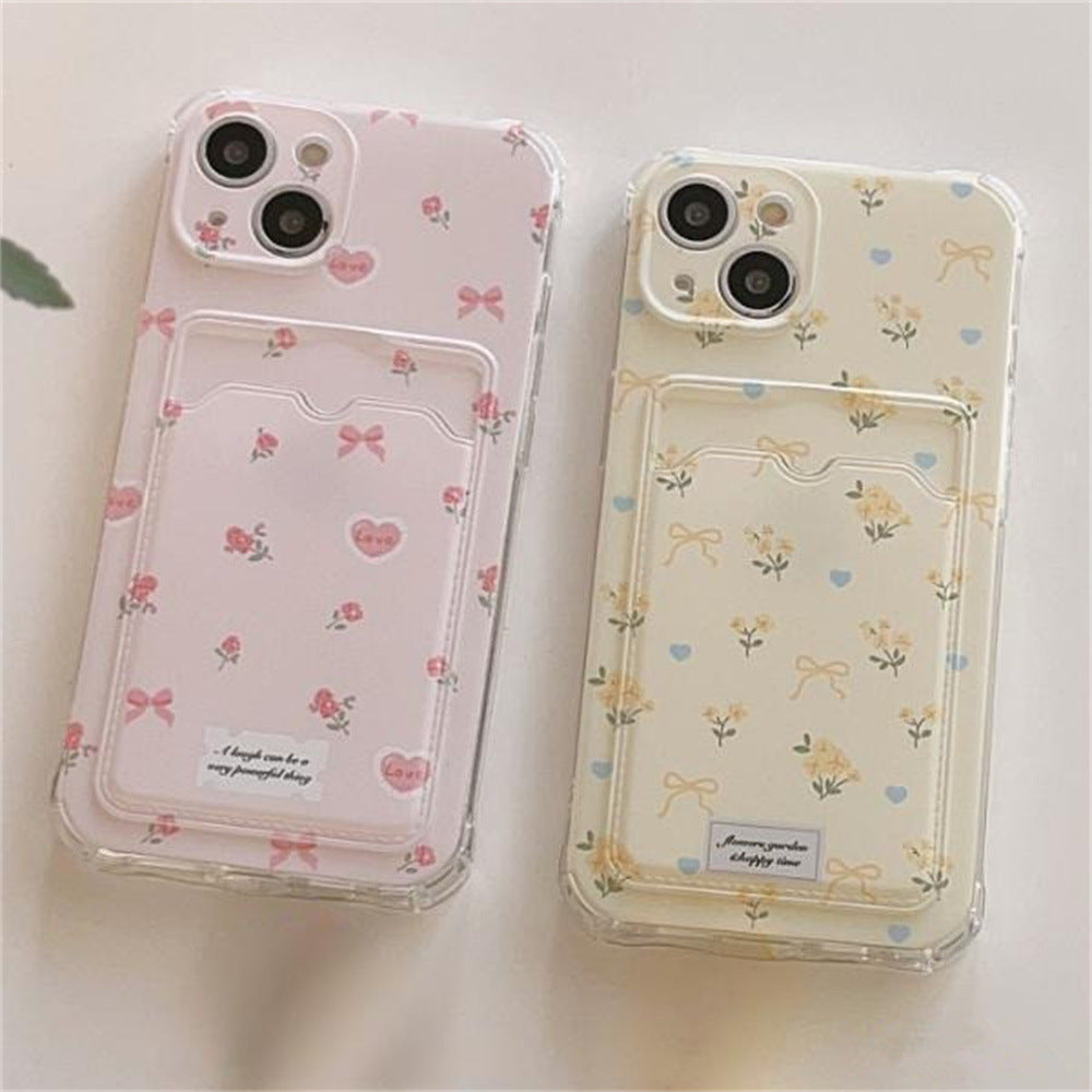 Small Broken Flower Phone Case Can Be Inserted Card