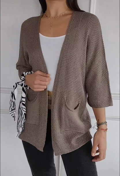 Women's Waffle Nine-quarter Sleeve Urban Casual Cardigan Coat