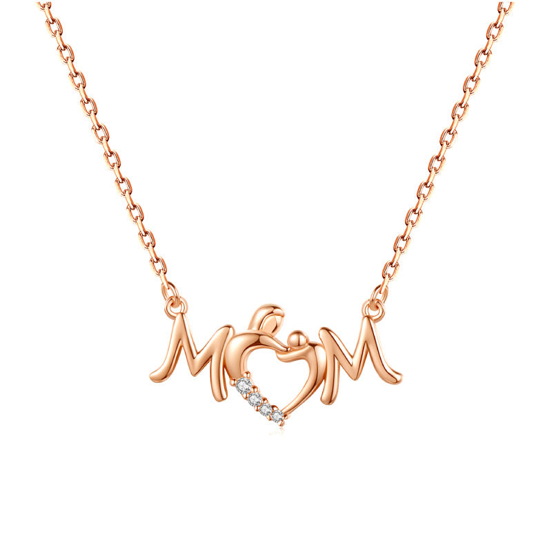 New S925 Sterling Silver Necklace Love Wings Women's Mother's Day Gift