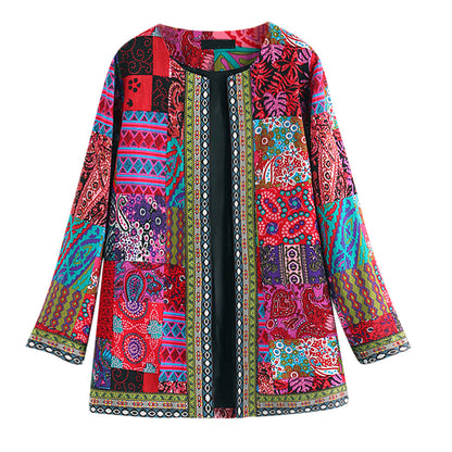 Printed loose long sleeve jacket