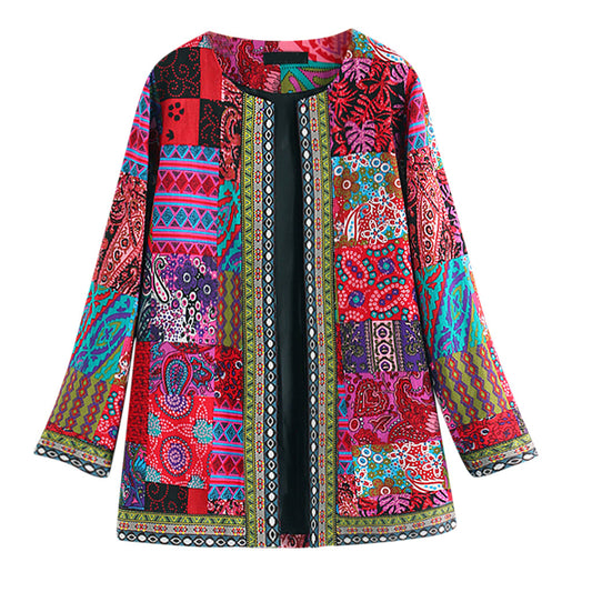 Printed loose long sleeve jacket