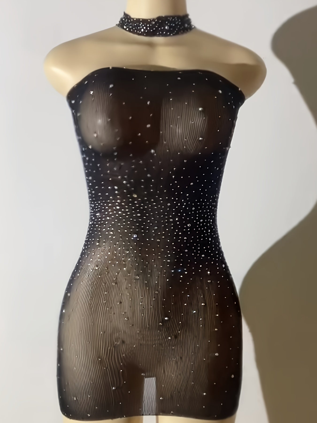 Luxury Rhinestone Bodycon Dress - Sparkly Semi-Sheer Evening Party Dress for Women