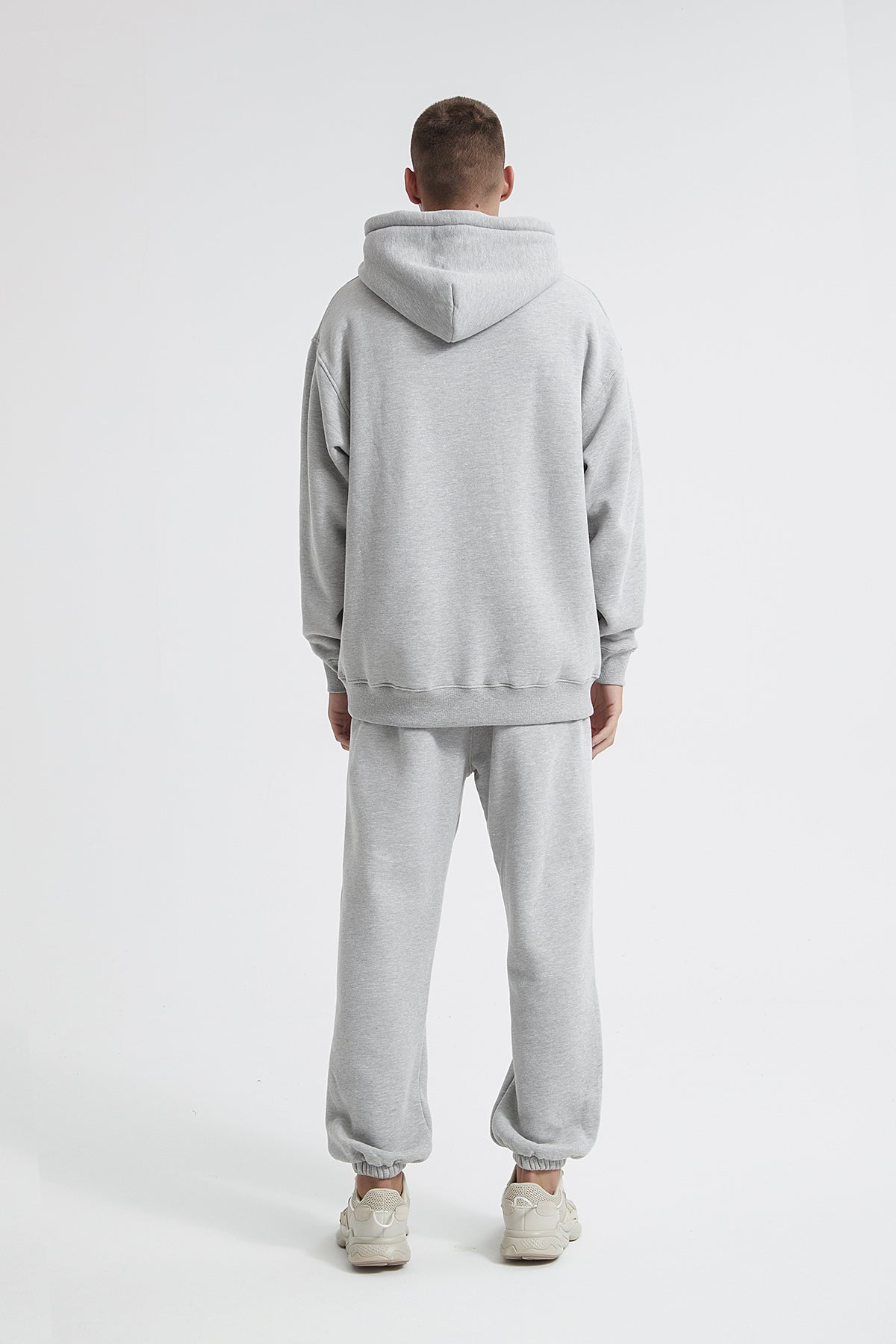 Premium Men's Light Grey Hoodie - Oversized Cotton Blend Hooded Sweatshirt