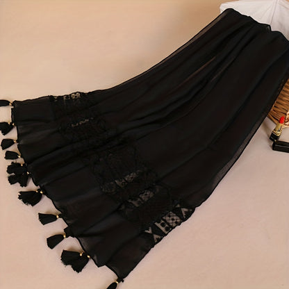 Embroidery Hollow Lace Tassel Scarf Fashion Elegant Casual Cold Weather Scarves Wraps For Women for eid