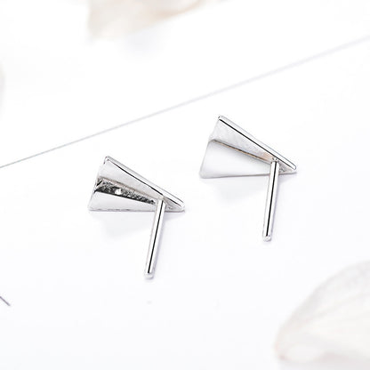 Women's Sterling Silver Creative Simple Origami Airplane Shape Earrings