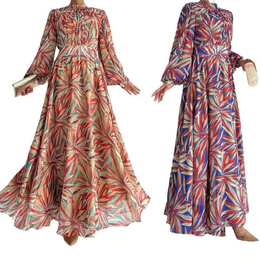 Abstract Turtleneck Maxi Dressstylish And Elegant